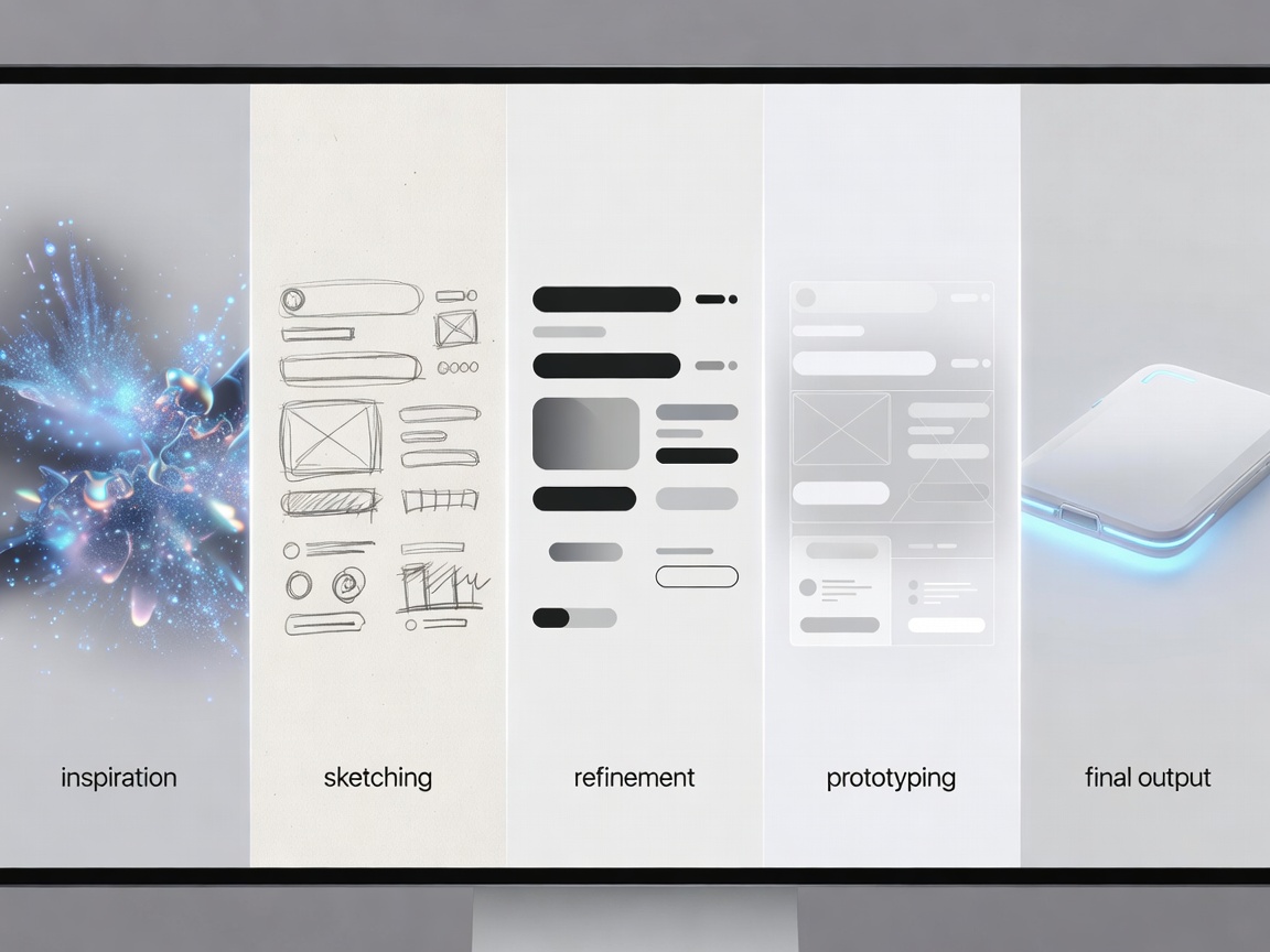 A digital canvas showing iterative design stages